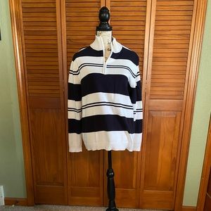 Navy blue and white stripped sweater